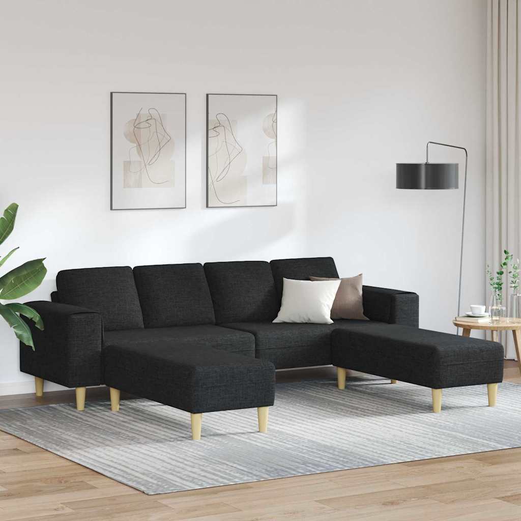 vidaXL Sofa Set 3 pcs Schwarz Stoff