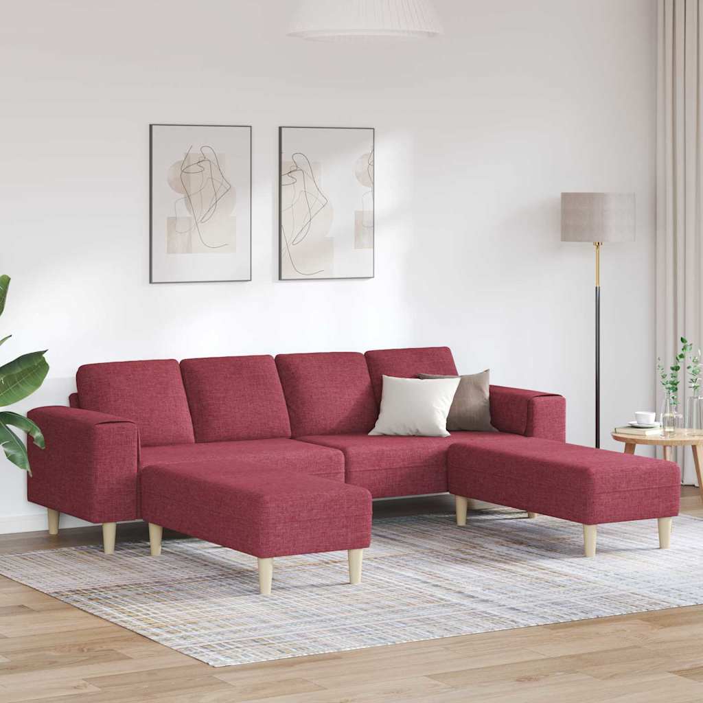 vidaXL Sofa Set 3 pcs Weinrot Stoff