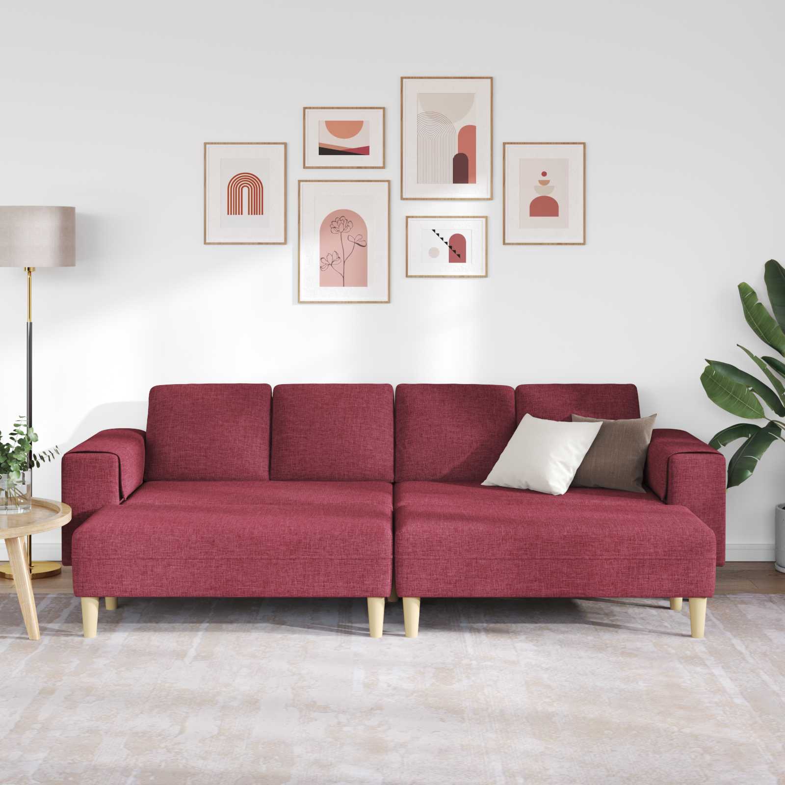 Thumbnail - vidaXL Wohnzimmer Couch 3 pcs Weinrot Polyester