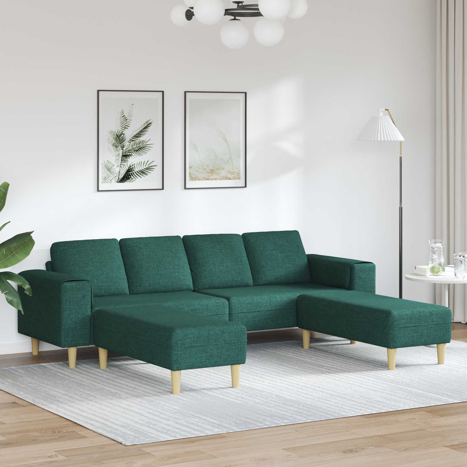 vidaXL Wohnzimmer Couch 3 pcs Dunkelgrün Polyester