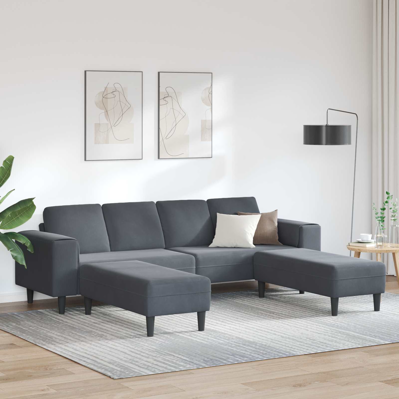 vidaXL Wohnzimmer Couch 3 pcs Dunkelgrau