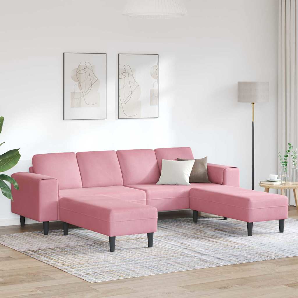 vidaXL Sofa Set Rosa Samt