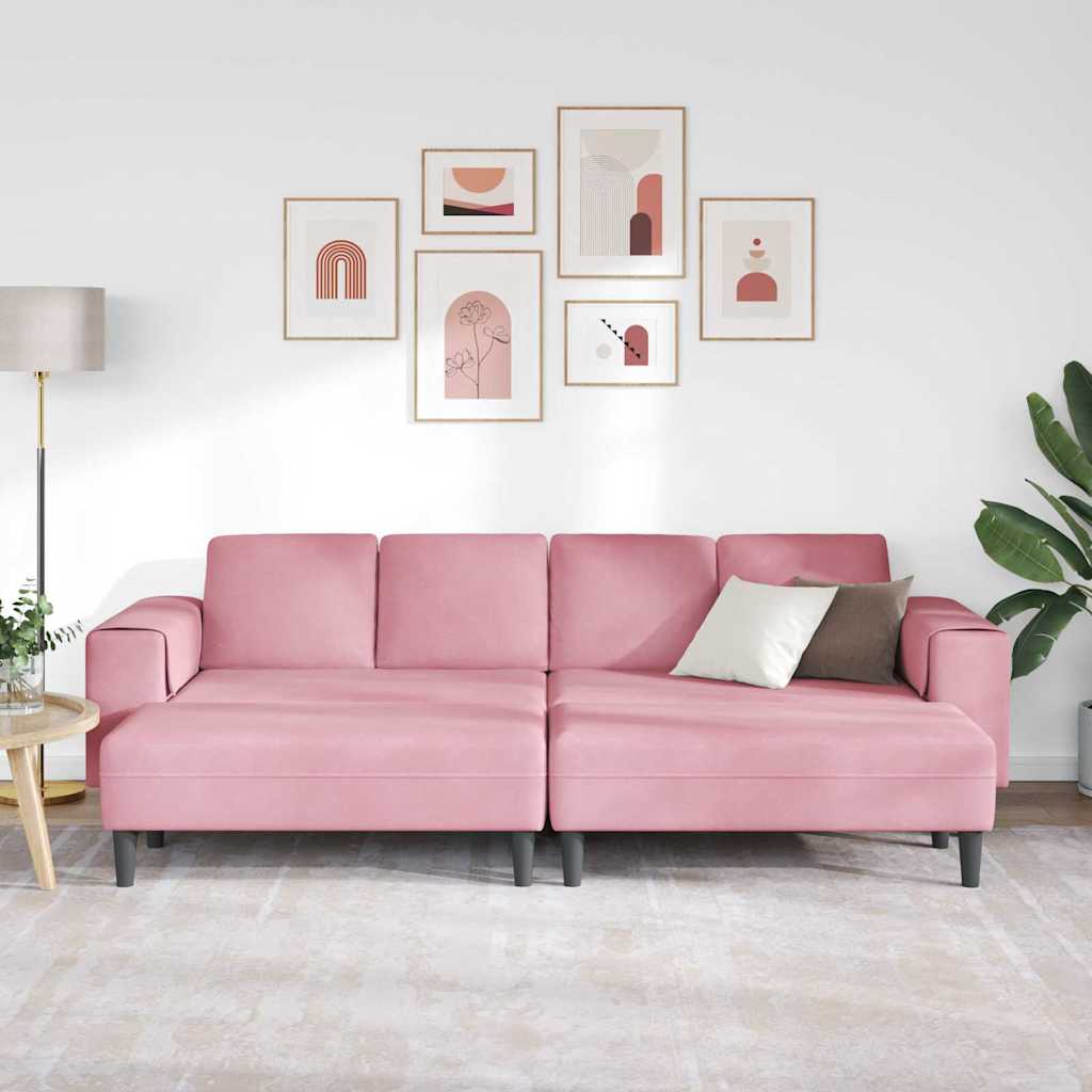 Thumbnail - vidaXL Sofa Set Rosa Samt
