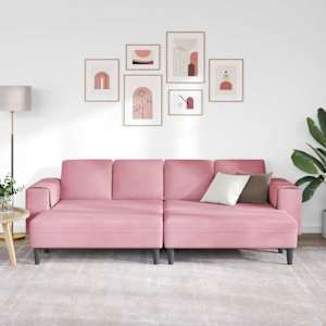 Pohovka do obývacího pokoje 3 pcs Růžová 250 x 188 x 76 cm - obrázek 3