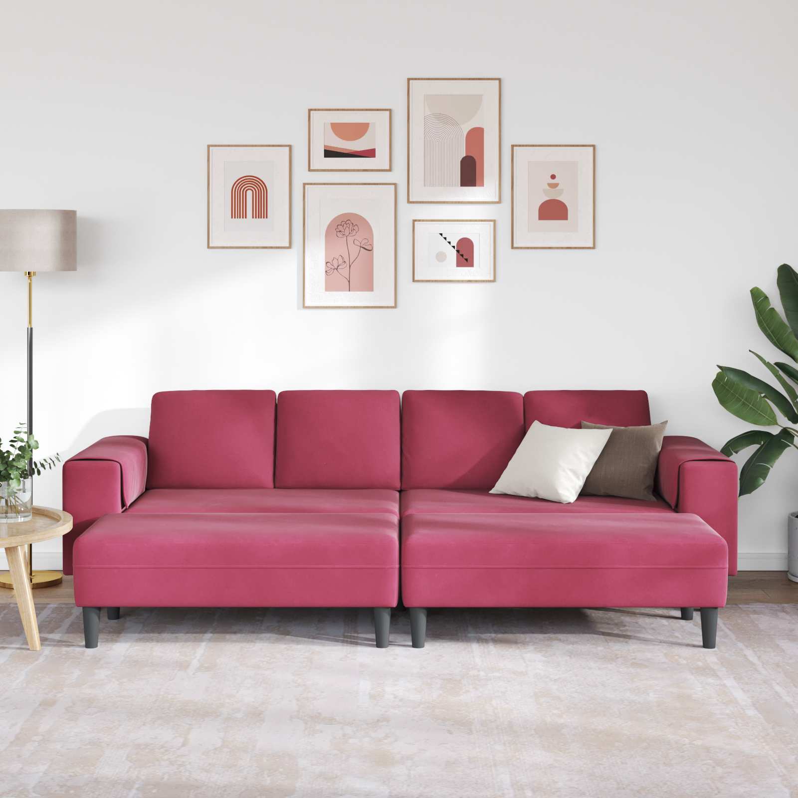 Thumbnail - vidaXL Wohnzimmer Couch 3 pcs Weinrot