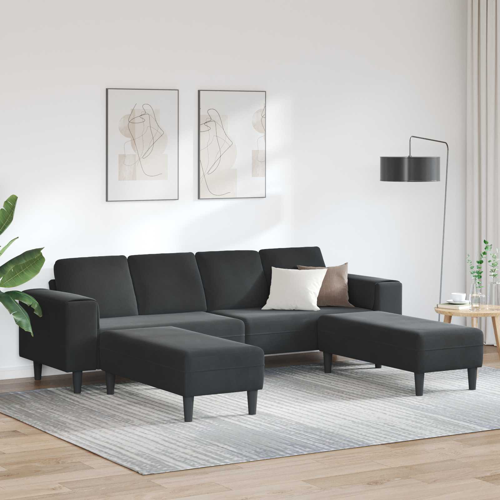 vidaXL Wohnzimmer Couch 3 pcs Schwarz