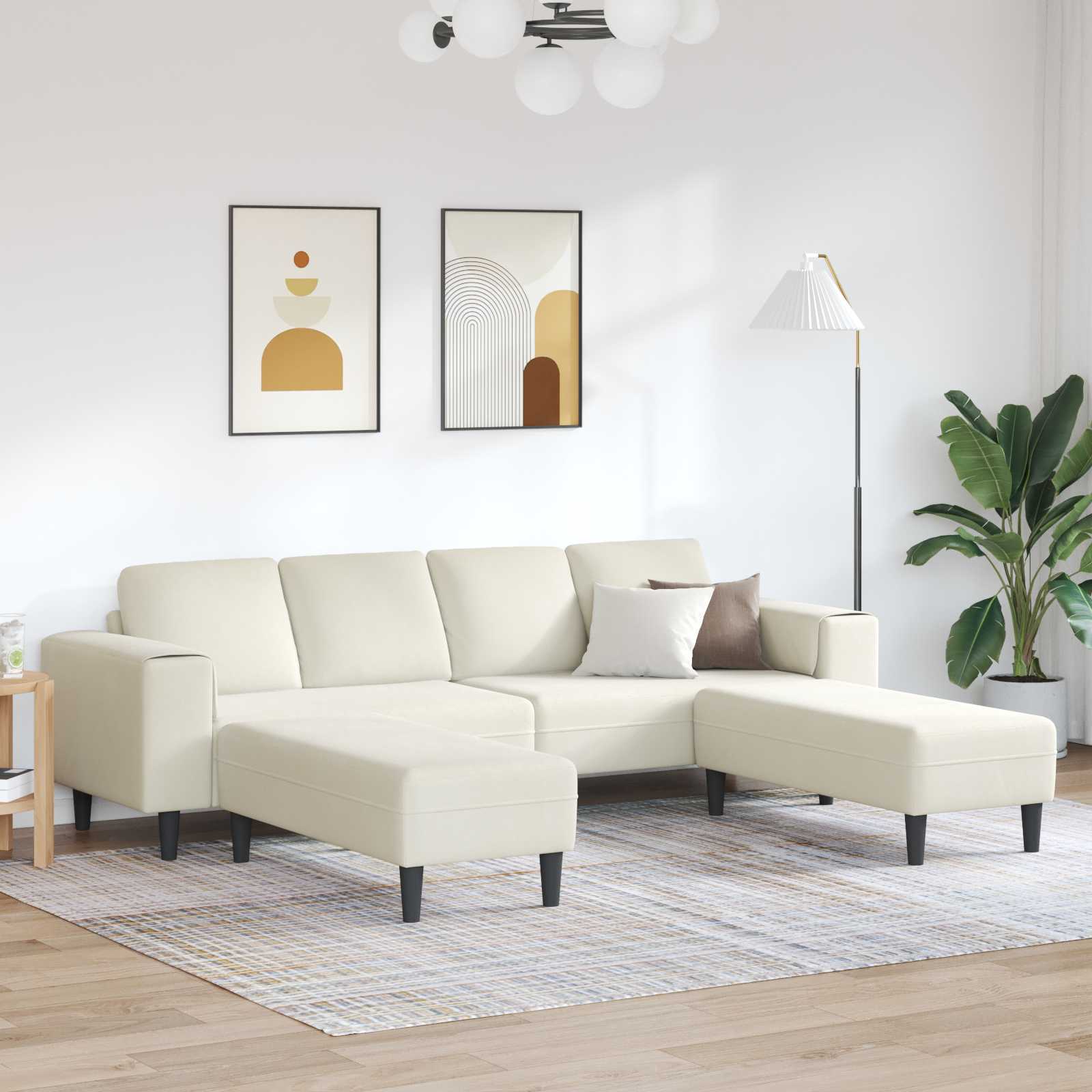 vidaXL Wohnzimmer Couch 3 pcs Creme