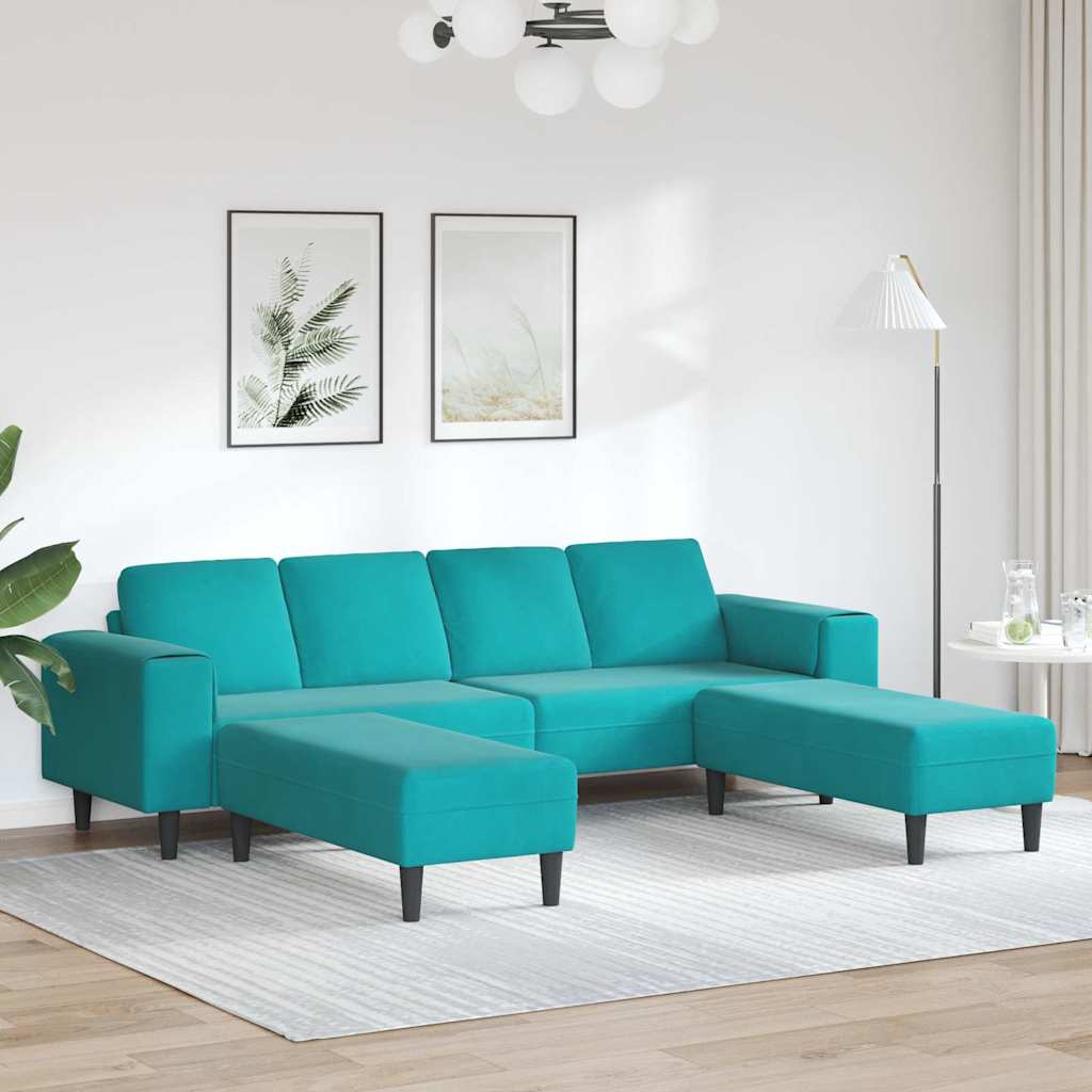 Sofa Sæt 3 pcs Turkis Fløjl