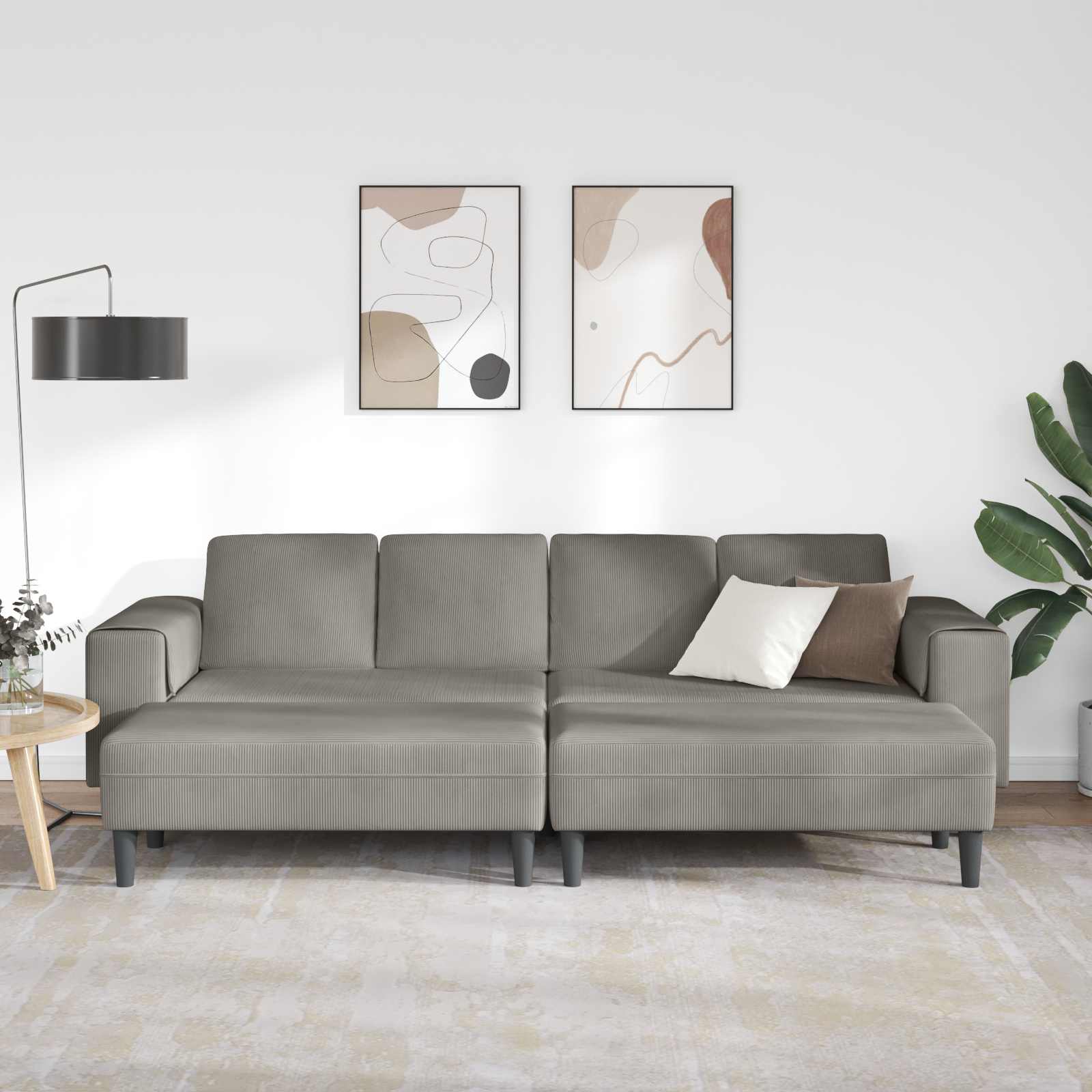 Thumbnail - vidaXL Sofa mit Kissen Hellgrau 250 x 188 x 76 cm Cordstoff