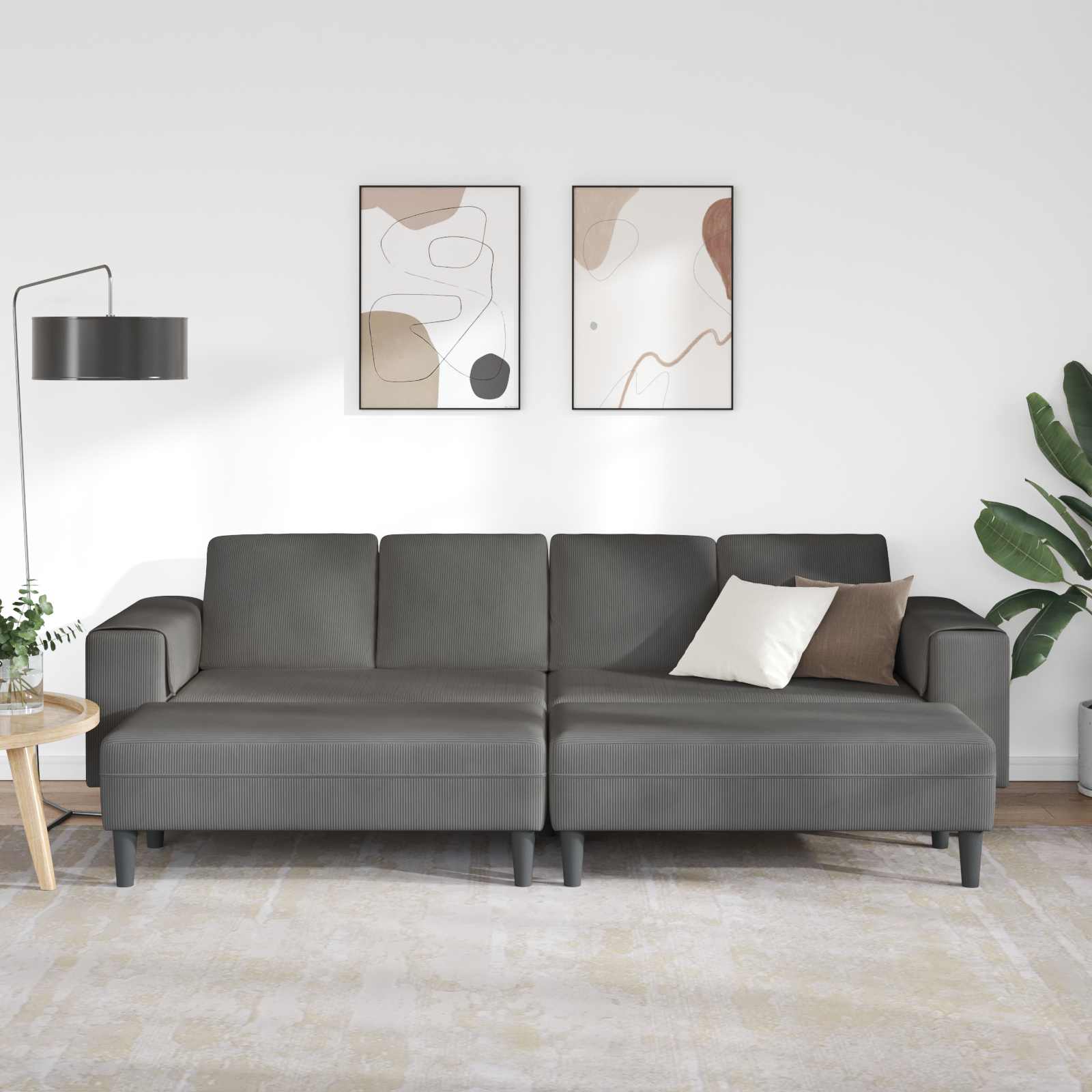 Thumbnail - vidaXL Sofa mit Kissen Dunkelgrau 250 x 188 x 76 cm Cordstoff