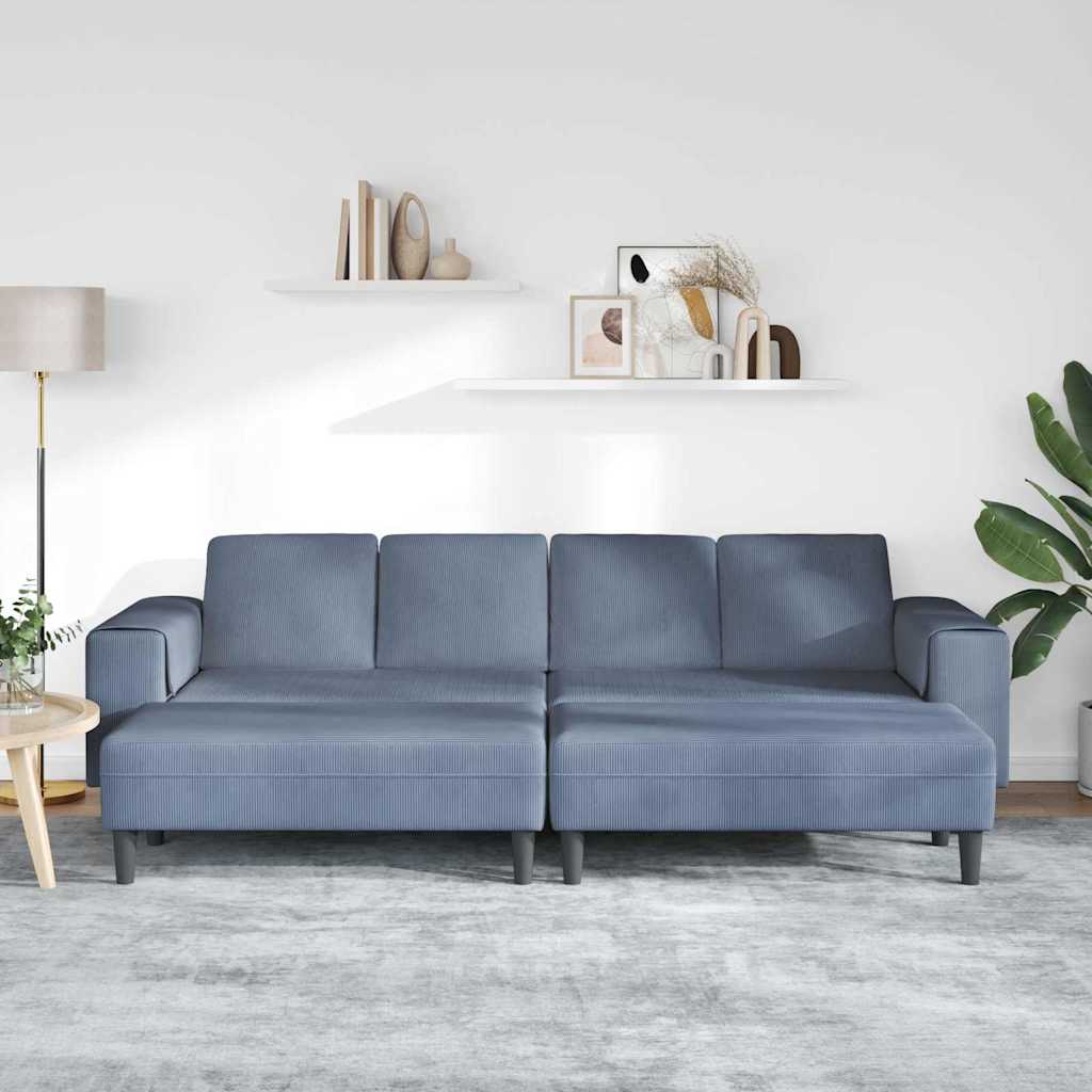vidaXL Stoffen Bank met kussen Blauw Katoenen stof