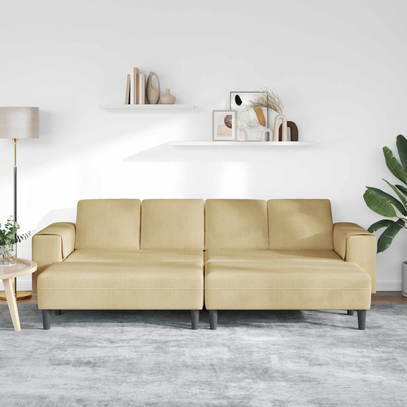 Thumbnail - vidaXL Sofa mit Kissen Grau-Grün 250 x 188 x 76 cm Cordstoff