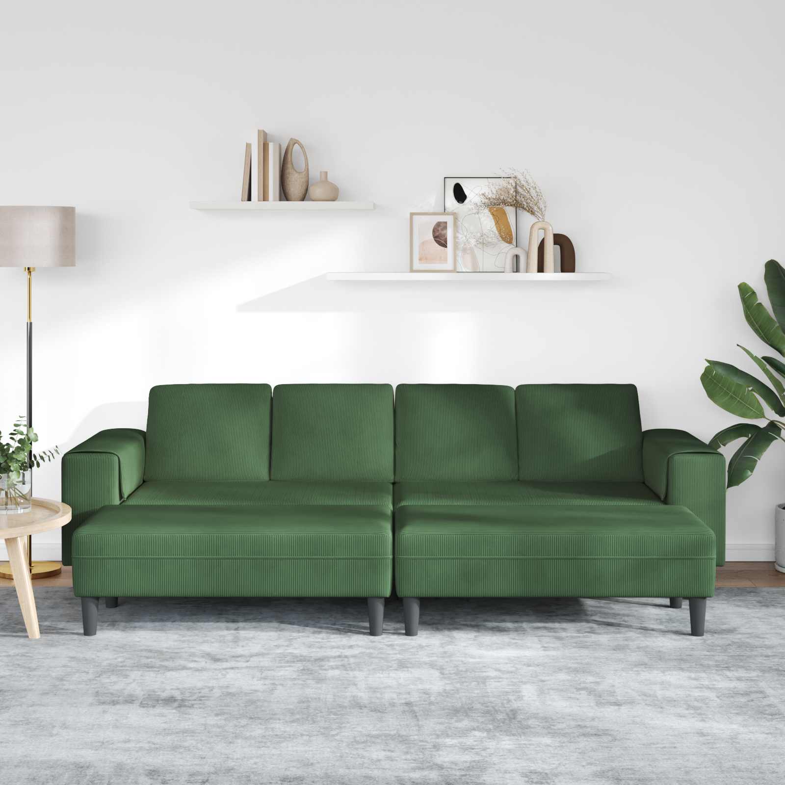 Thumbnail - vidaXL Sofa mit Kissen Dunkelgrün 250 x 188 x 76 cm Cordstoff