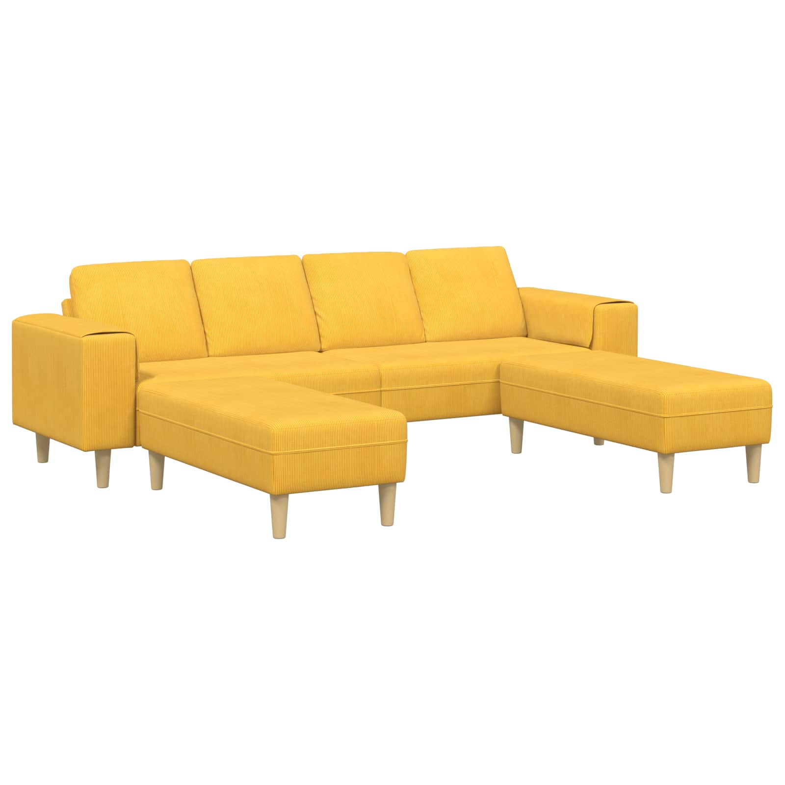 vidaXL Sofa mit Kissen Helles Gelb 250 x 188 x 76 cm Cordstoff