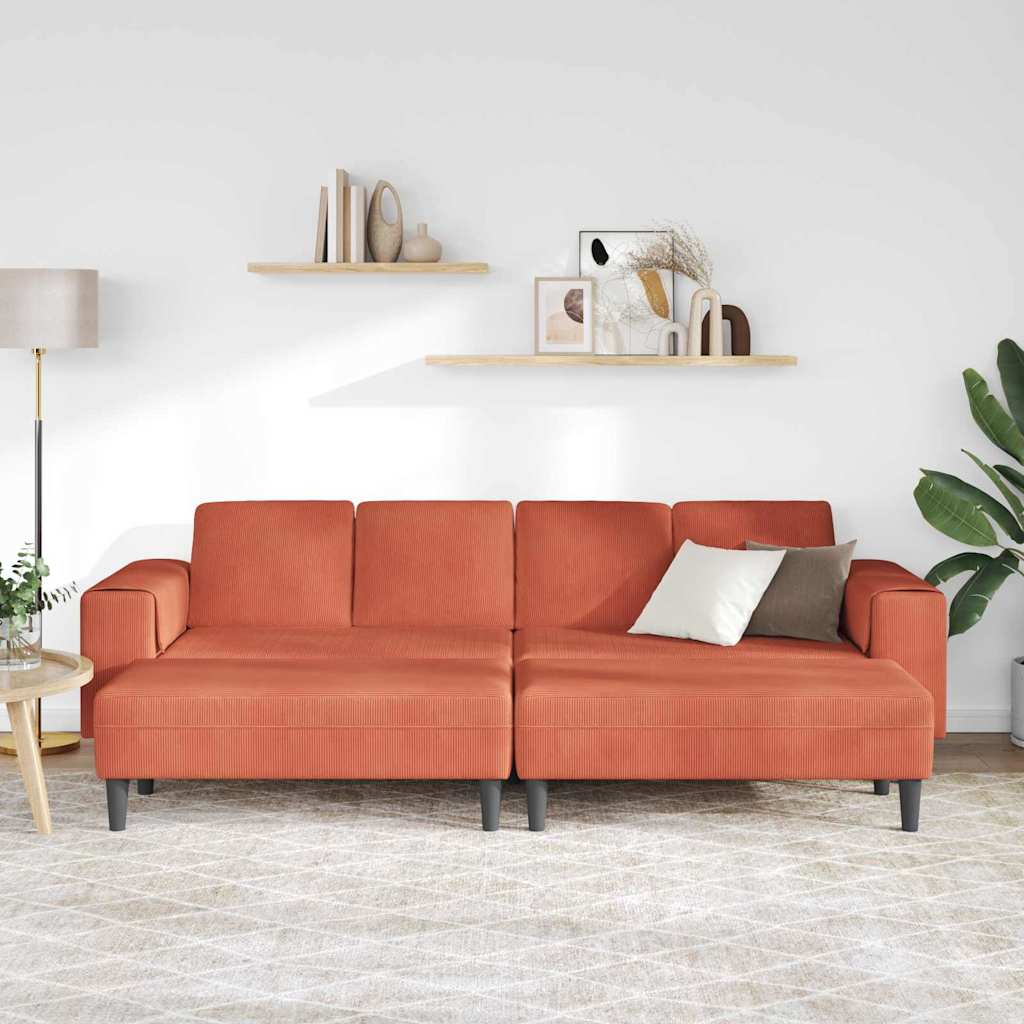 vidaXL Stoffen Bank met kussen Rood-oranje 208 cm Katoenen stof