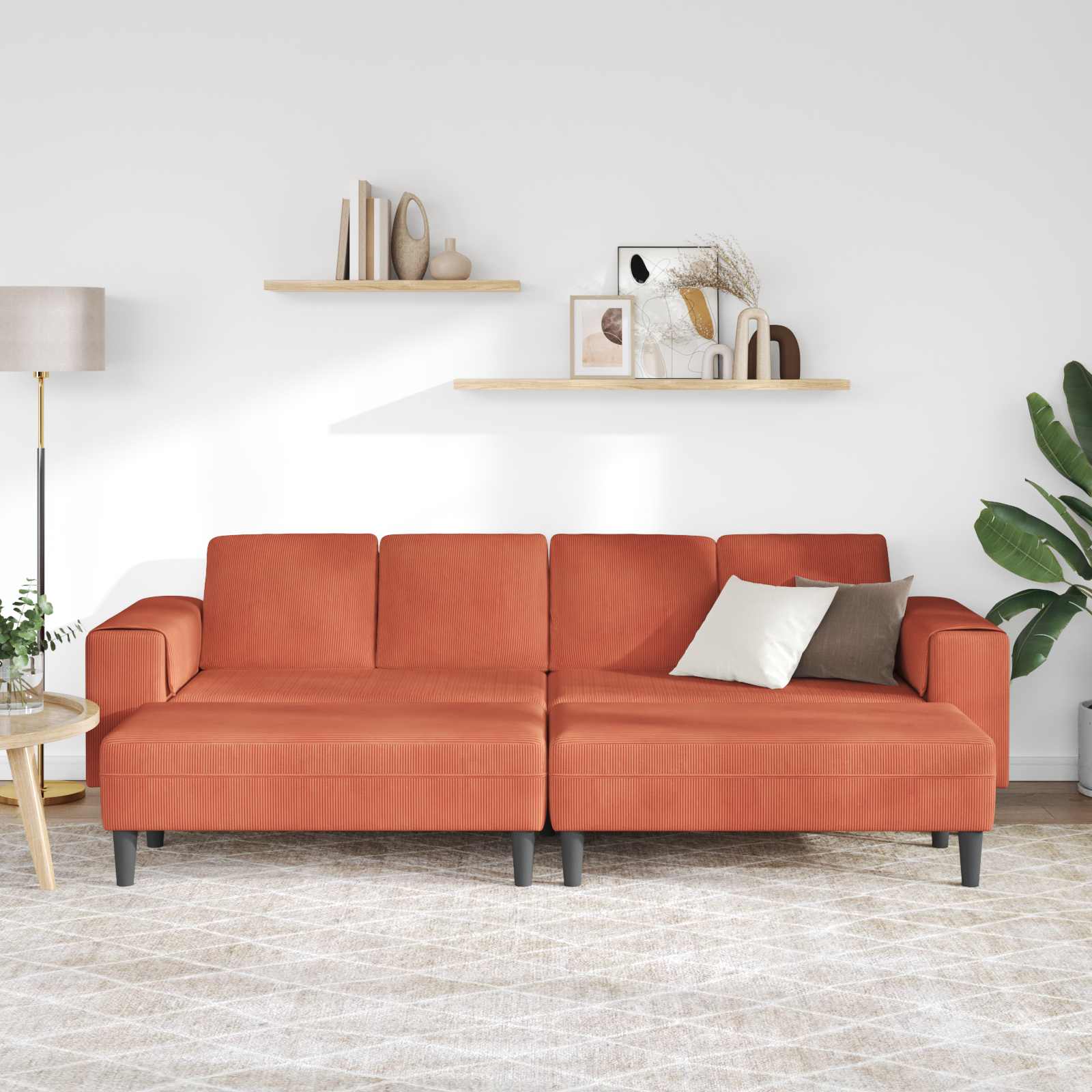 Thumbnail - vidaXL Sofa mit Kissen Rot-Orange 250 x 188 x 76 cm Cordstoff