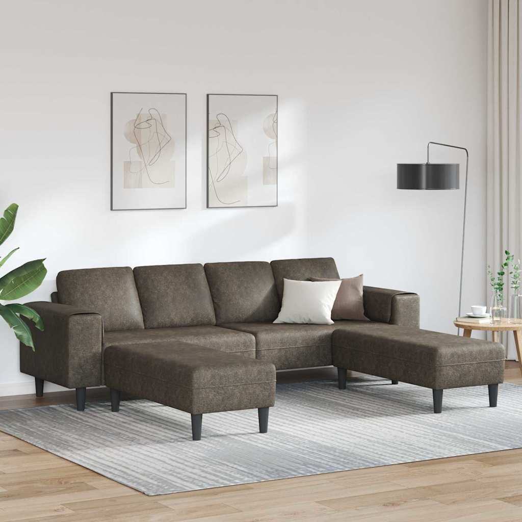 Sofa Sæt 3 pcs Mørkegrå Faux suede læder