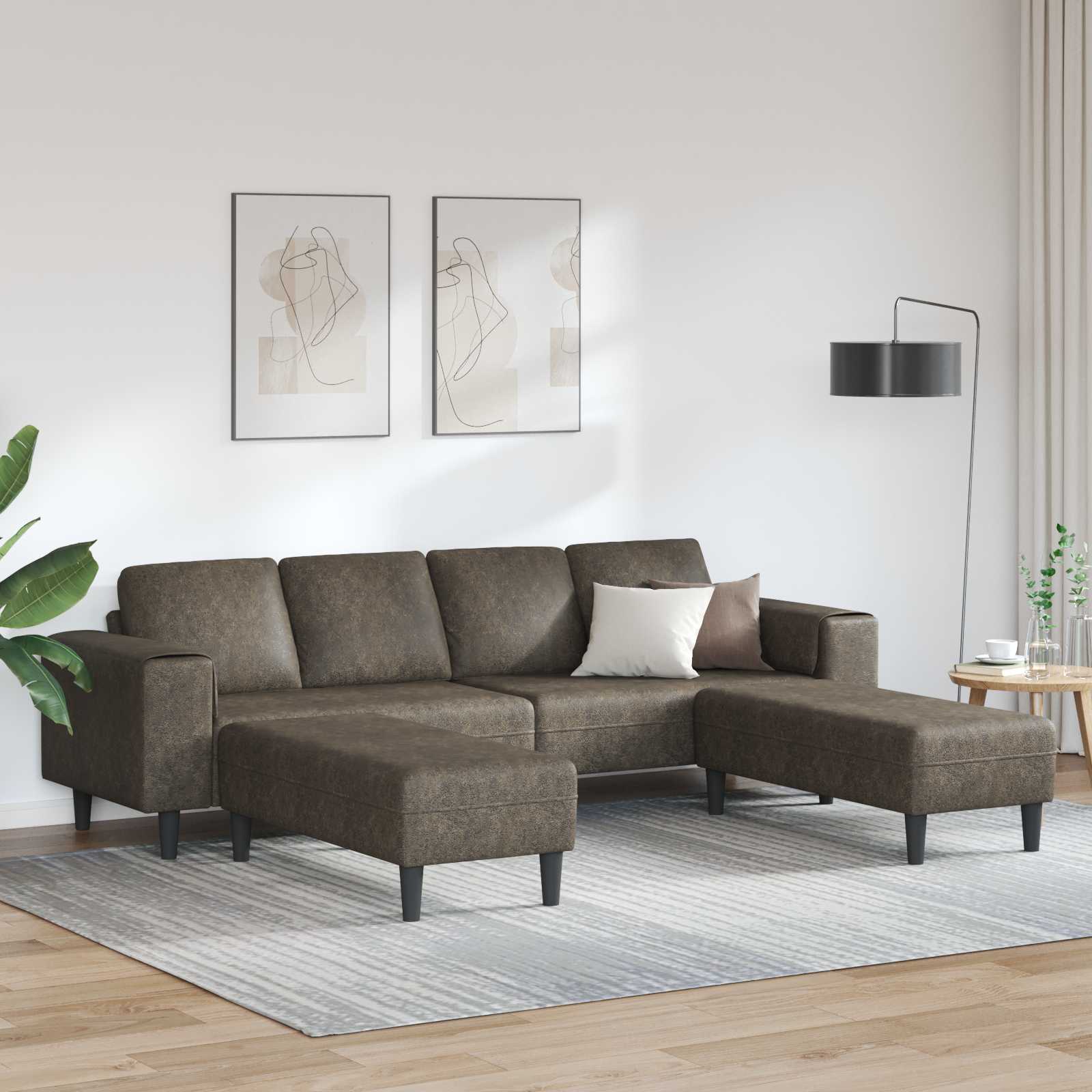 vidaXL Wohnzimmer Couch 3 pcs Dunkelgrau
