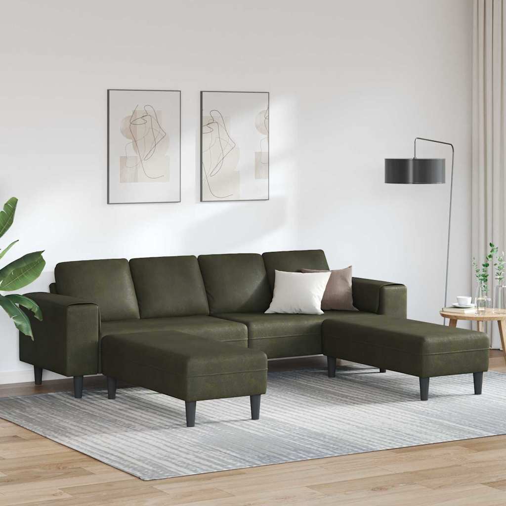 Sofa Sæt 3 pcs Army grøn Faux suede læder