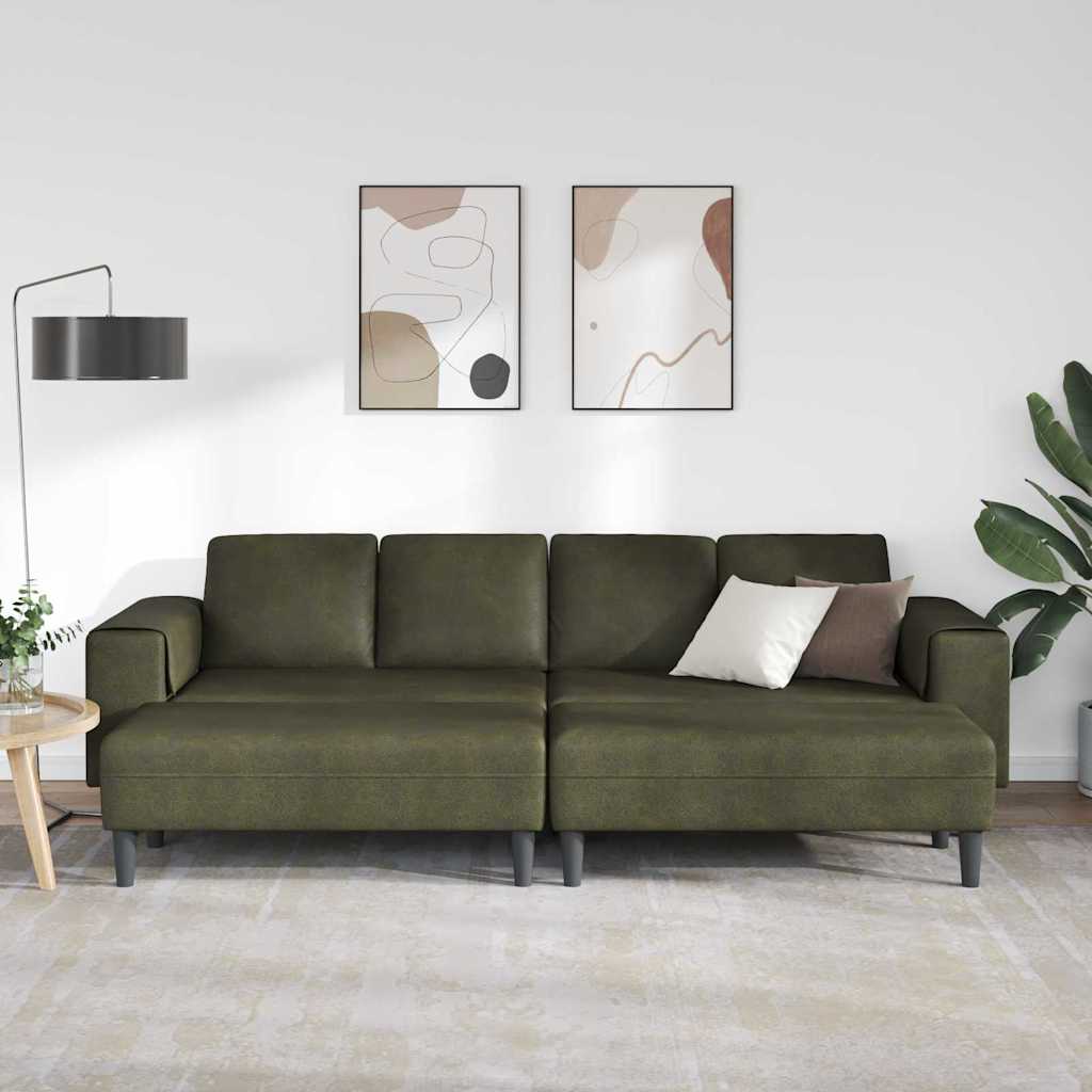 vidaXL Bankstel 3 pcs Leger groen Faux suede leer