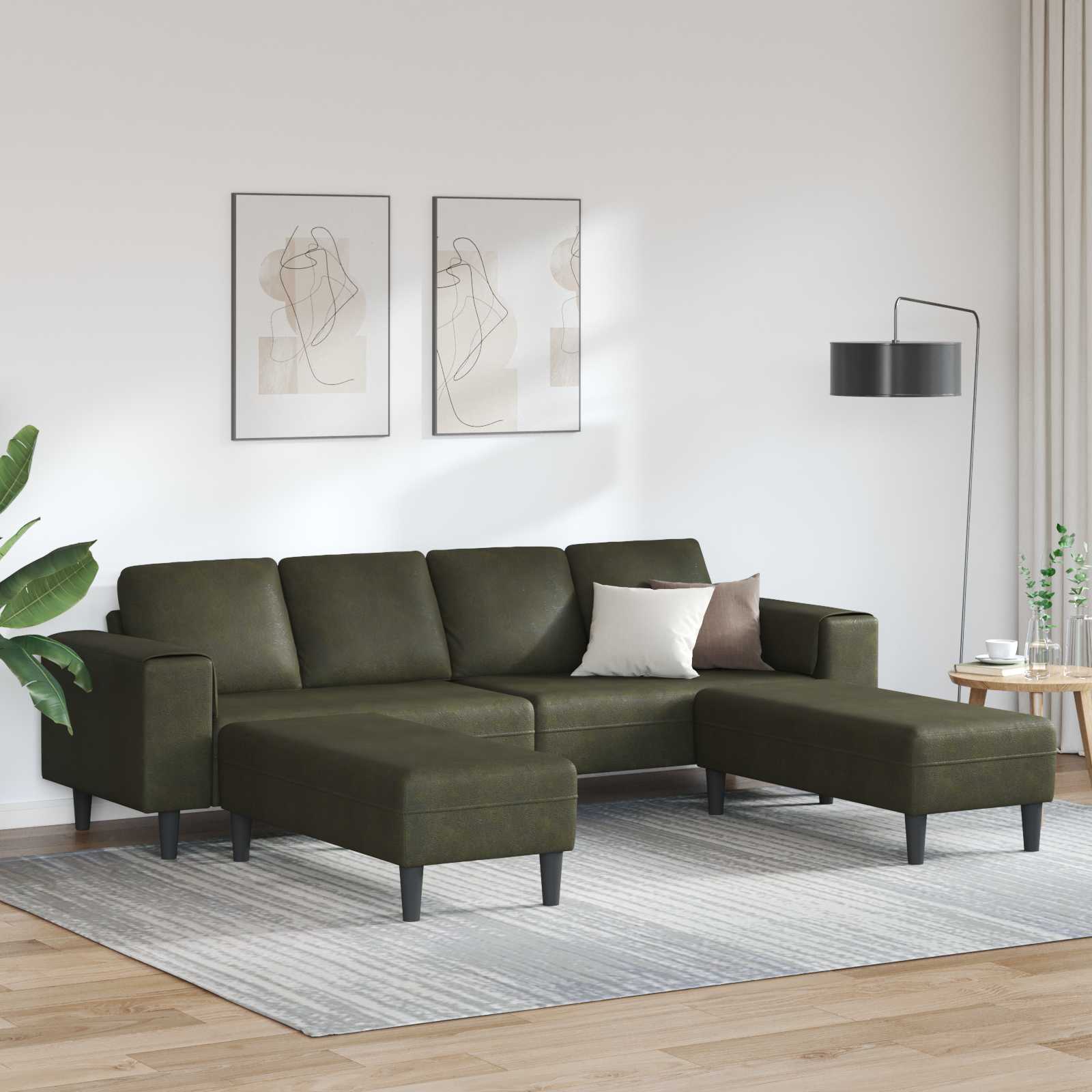 vidaXL Wohnzimmer Couch 3 pcs Olivegrün