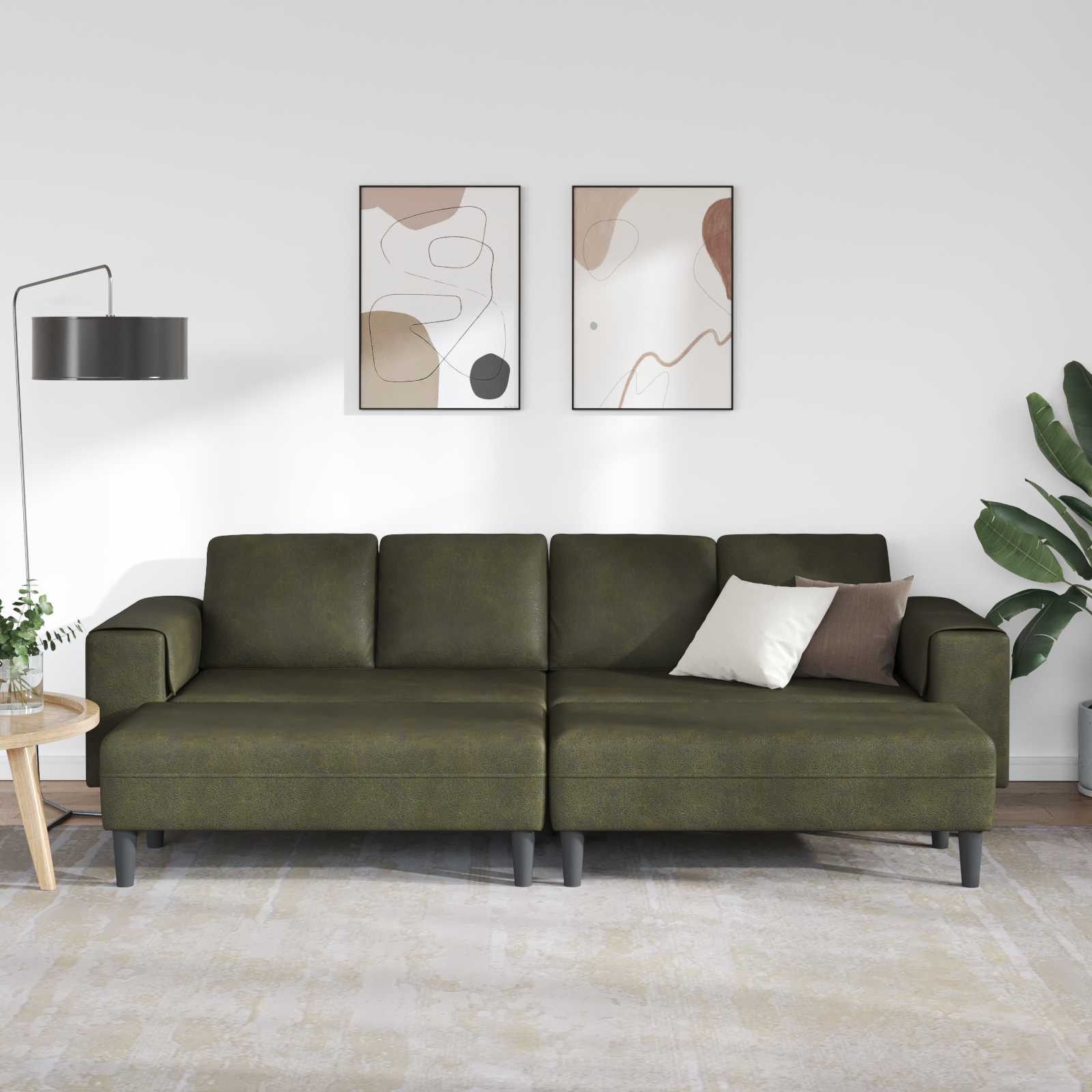 Thumbnail - vidaXL Wohnzimmer Couch 3 pcs Olivegrün