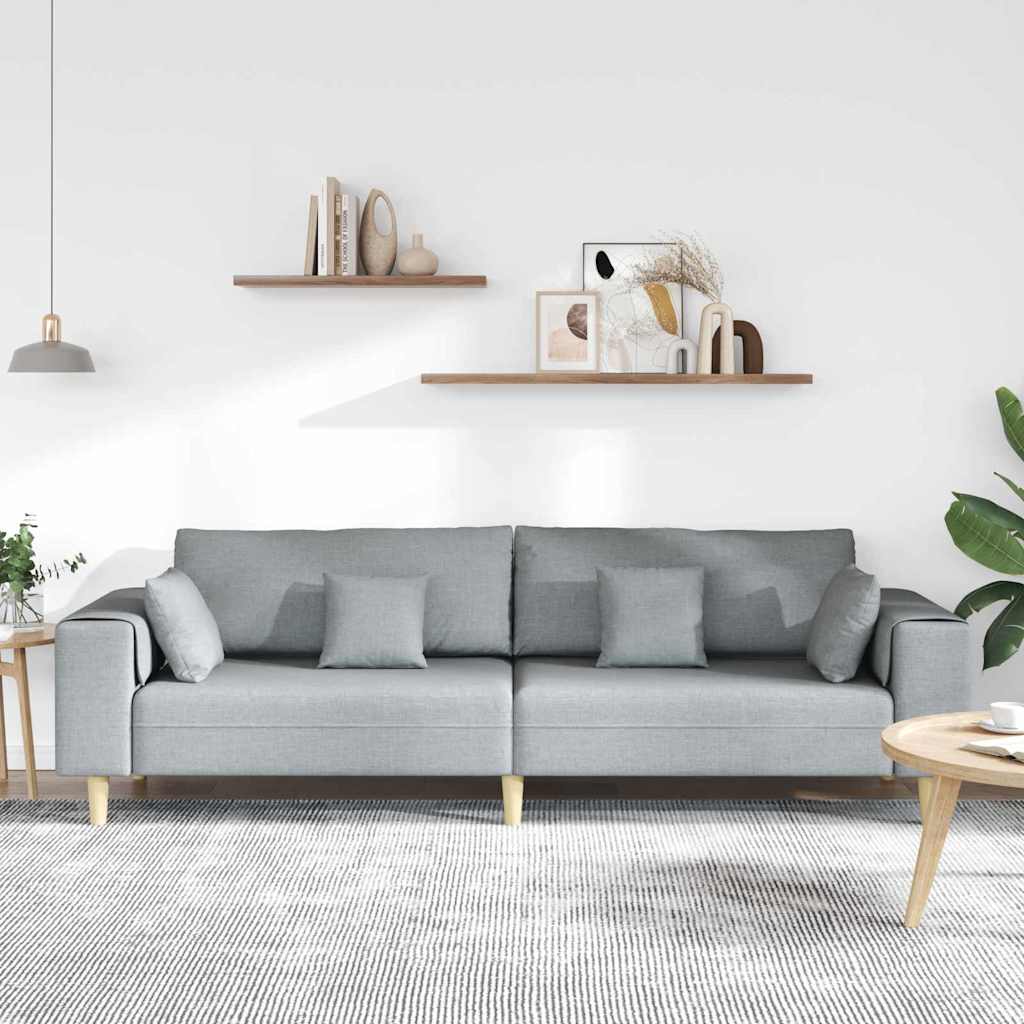 vidaXL Stoffen Bank met kussen Lichtgrijs 208 cm Stof