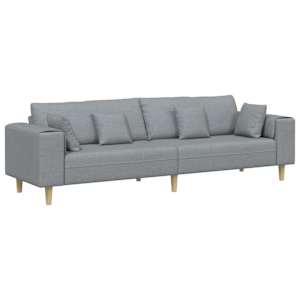 Pohovka s polštářem Světle šedá 250 x 77 x 76 cm textil - obrázek 2