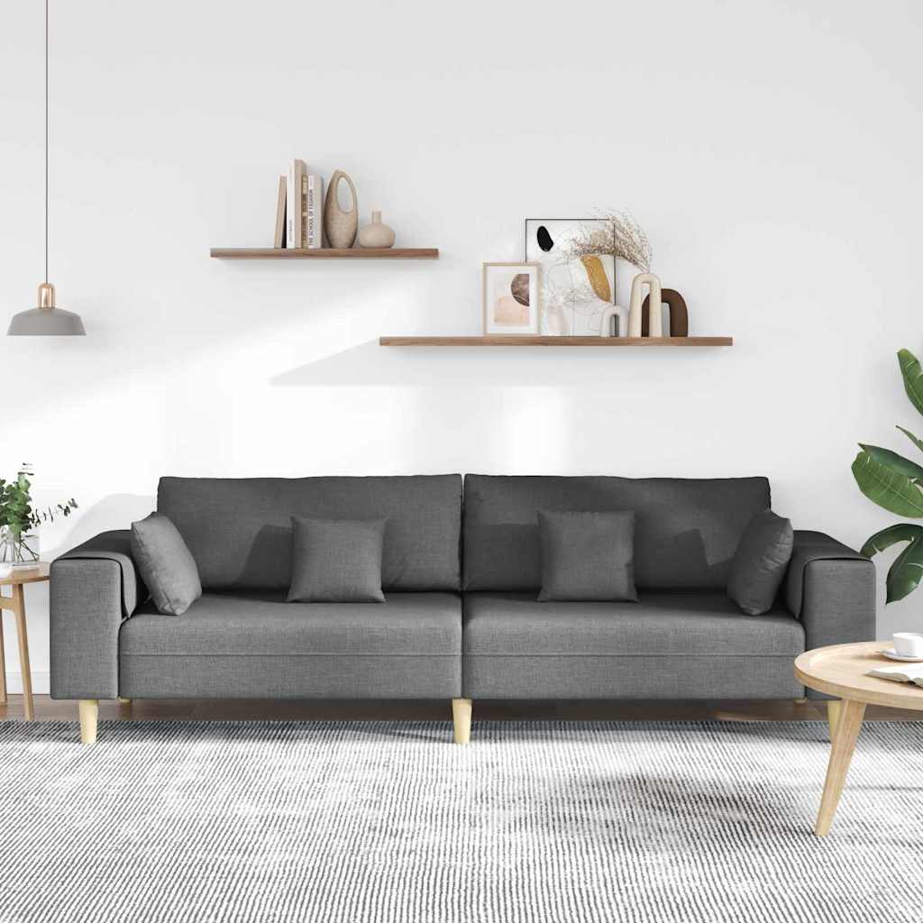 vidaXL Stoffen Bank met kussen Donkergrijs 208 cm Stof