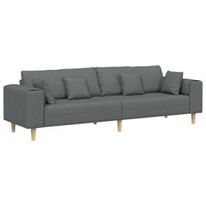 Pohovka s polštářem Tmavě šedá 250 x 77 x 76 cm textil - obrázek 2