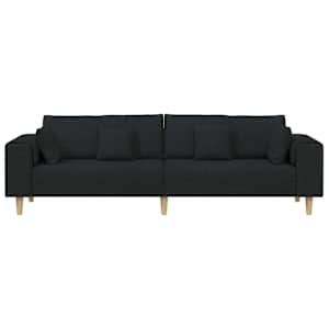 Pohovka s polštářem Černá 250 x 77 x 76 cm textil - obrázek 4