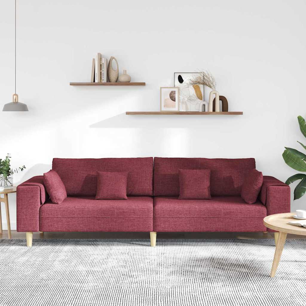 vidaXL Stoffen Bank met kussen Wijnrood 208 cm Stof