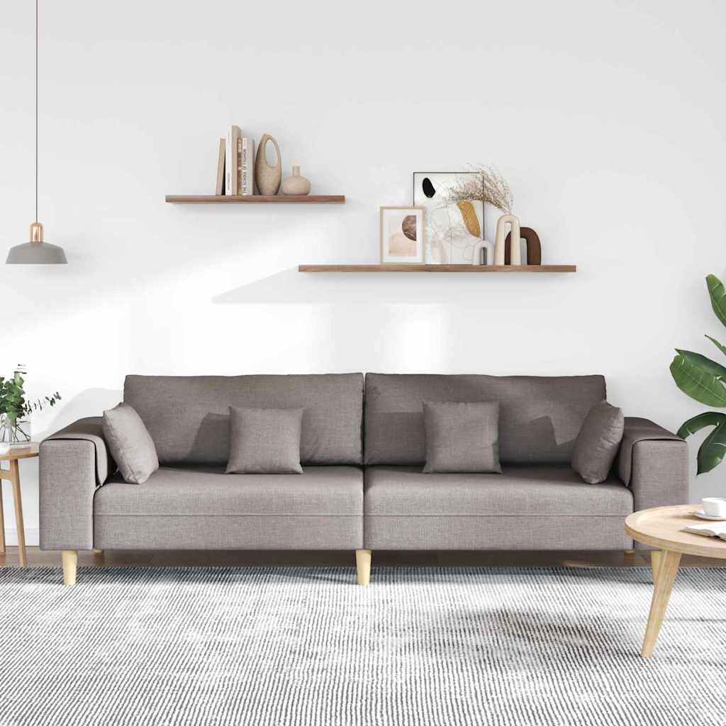 vidaXL Stoffen Bank met kussen Taupe 208 cm Stof