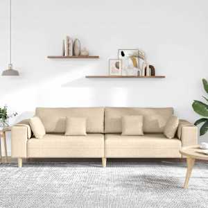 Pohovka s polštářem Krémová 250 x 77 x 76 cm textil - obrázek 3