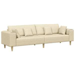 Pohovka s polštářem Krémová 250 x 77 x 76 cm textil - obrázek 2