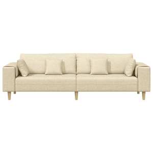 Pohovka s polštářem Krémová 250 x 77 x 76 cm textil - obrázek 4