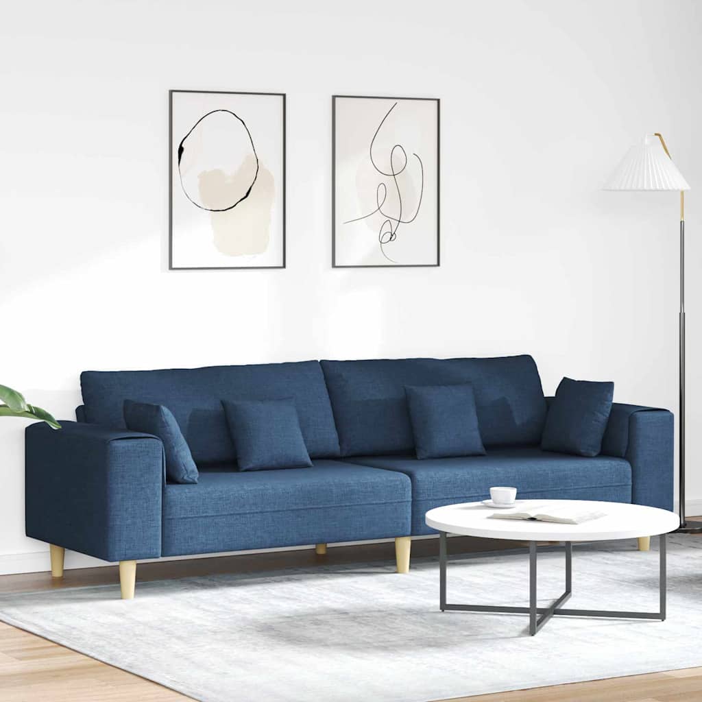 vidaXL Stoffsofa mit Kissen Blau 208 cm Stoff