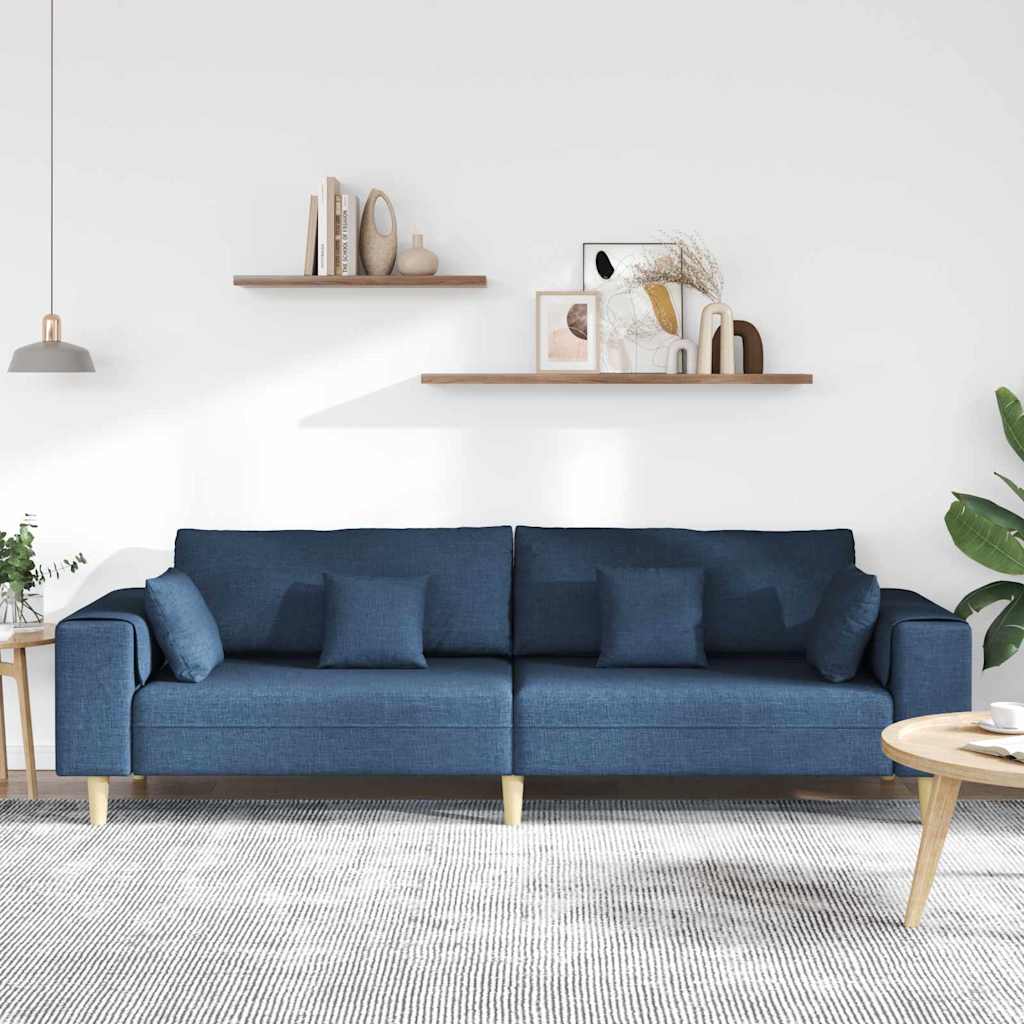 vidaXL Stoffen Bank met kussen Blauw 208 cm Stof