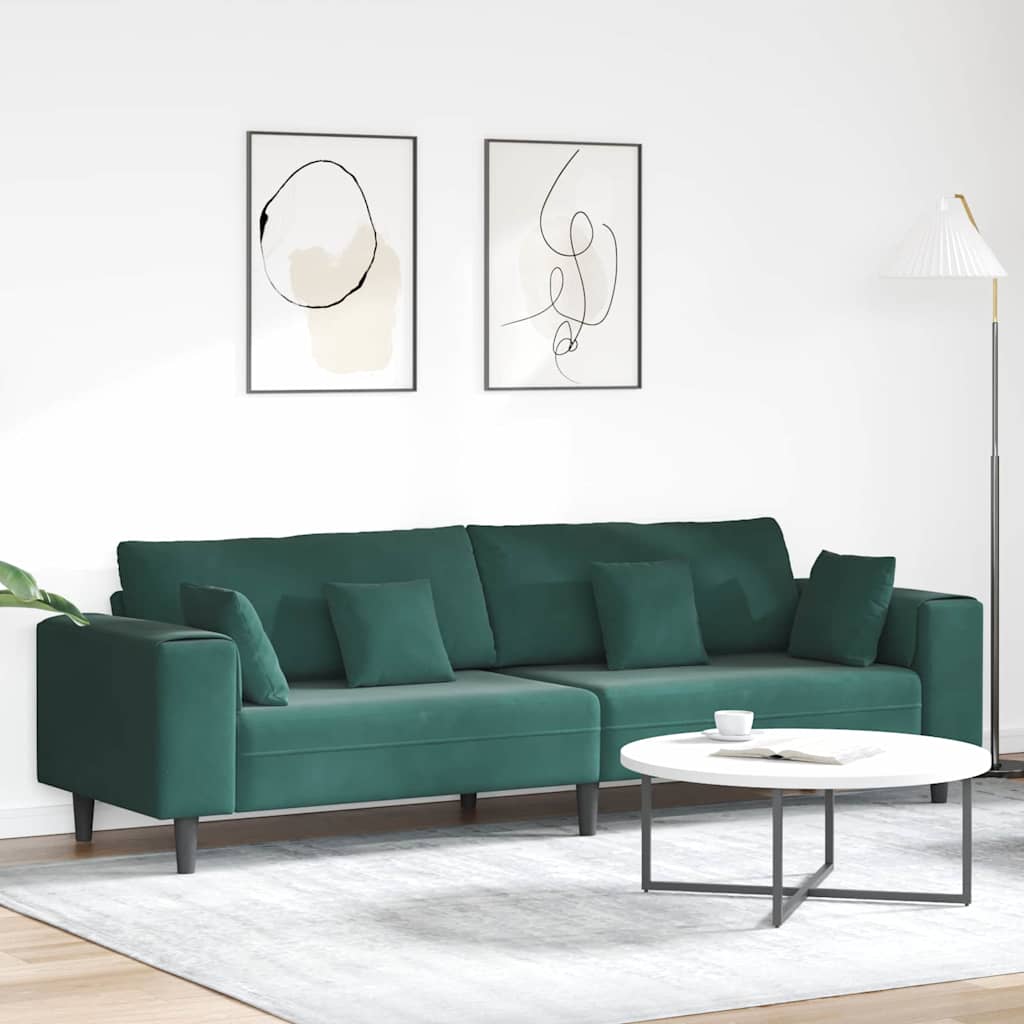 Sametdiivan padjaga padjaga Tume rohelise 208 cm Samet