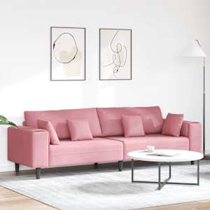 Pohovka s polštářem Růžová 250 x 77 x 76 cm samet - obrázek 1