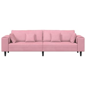 Pohovka s polštářem Růžová 250 x 77 x 76 cm samet - obrázek 4