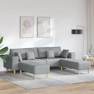 Pohovka s polštářem 3 pcs Světle šedá textil - obrázek 1