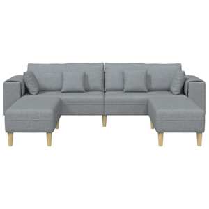 Pohovka s polštářem 3 pcs Světle šedá textil - obrázek 4