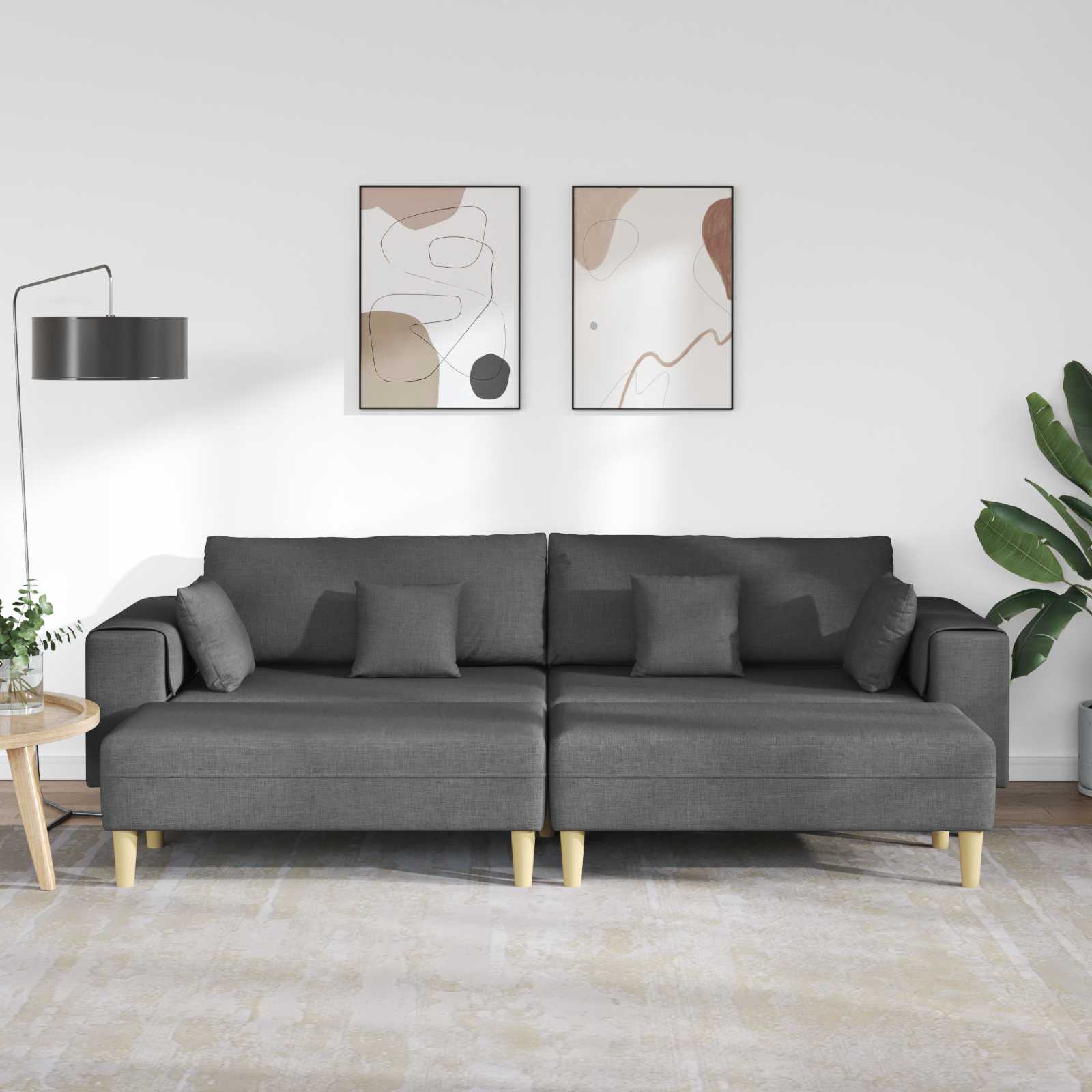 Thumbnail - vidaXL Sofa mit Kissen 3 pcs Dunkelgrau Stoff