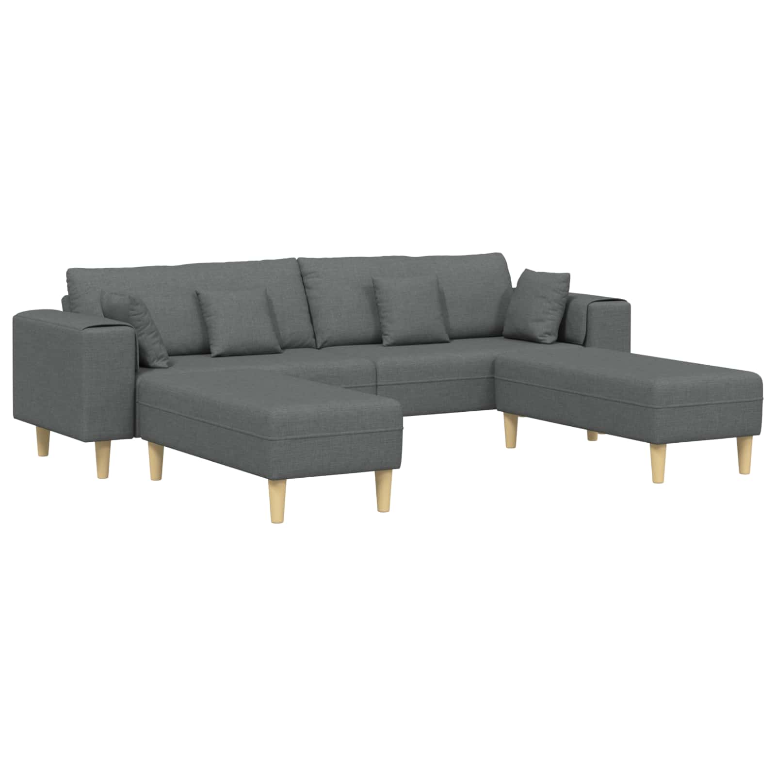 vidaXL Sofa mit Kissen 3 pcs Dunkelgrau Stoff