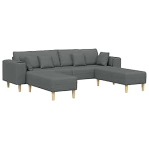 Pohovka s polštářem 3 pcs Tmavě šedá textil - obrázek 2