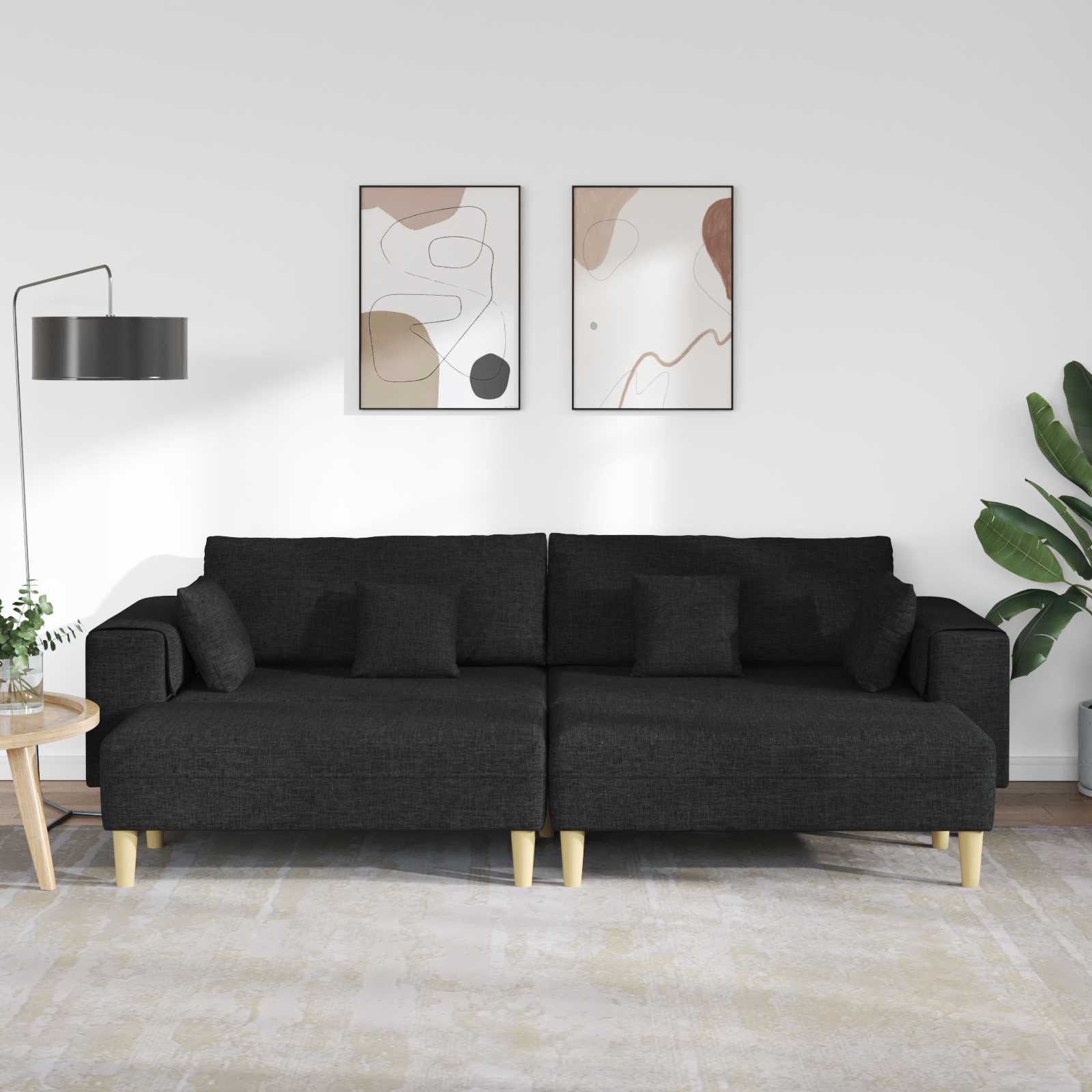 Thumbnail - vidaXL Sofa mit Kissen 3 pcs Schwarz Stoff