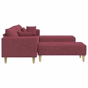 Pohovka s polštářem 3 pcs Víno Červené textil - obrázek 5