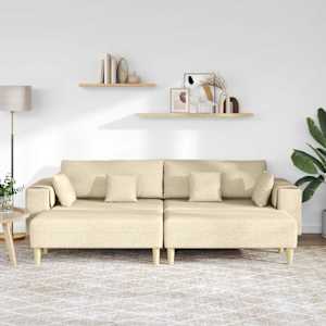 Pohovka s polštářem 3 pcs Krémová textil - obrázek 3