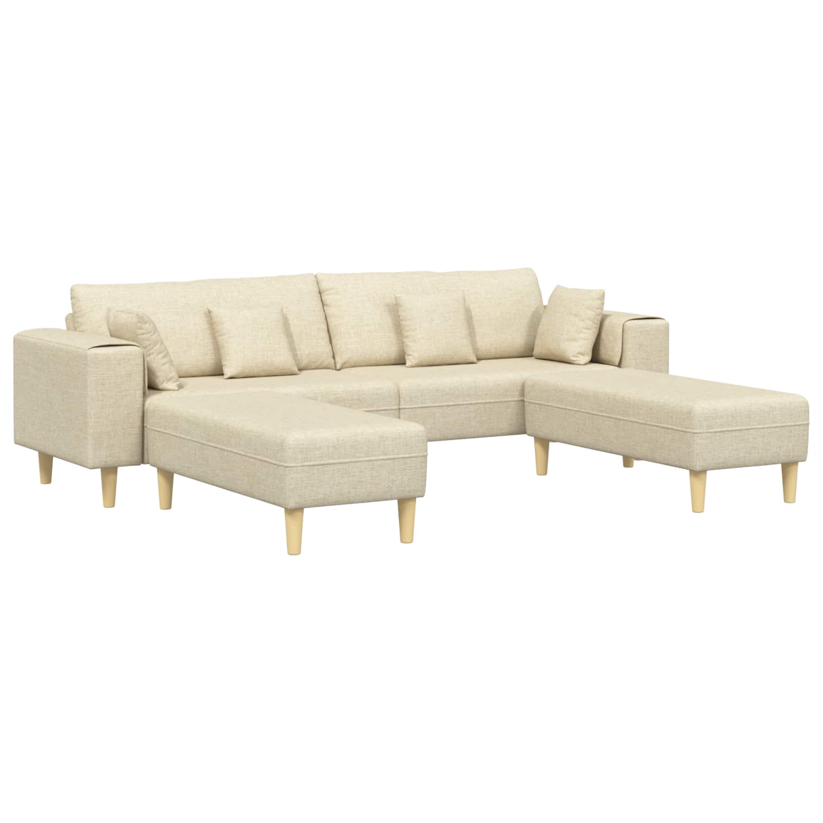 Sofa 3 Stk. Creme Stoff – Ansicht 2